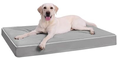 KSIIA Cuccia Cane Interno Taglia Grande, 104x68x8cm, Cuccia per Cani Ortopedico, Letto per Cani Sfoderabile e Lavabile, Cuscino Cane Impermeabile, Base Antiscivolo, Grigio