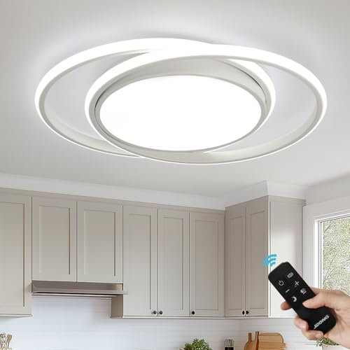 LED Deckenlampe Wohnzimmer 54W Weiß Deckenleuchte Dimmbar mit Fernbedienung Einstellbar Farbtemperatur für Jungen Babyzimmer Schlafzimmer Wohnzimmer Ø52CM