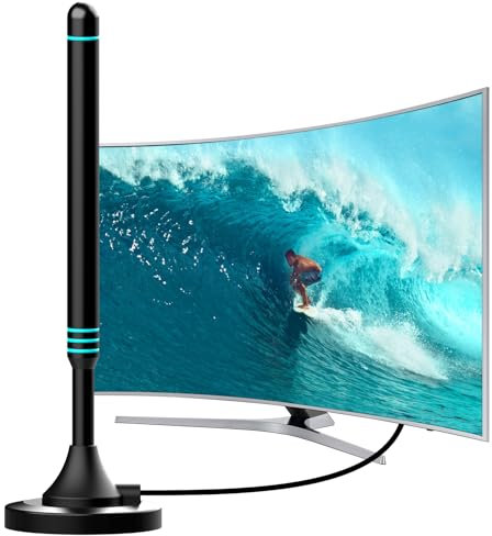 AtomDream Tech Antena TV Interior 4K con Base Magnética – Antena TDT Digital Omnidireccional 360°, Cable Coaxial 5M, Compatible con Smart TV, Fácil Instalación y Alta Estabilidad