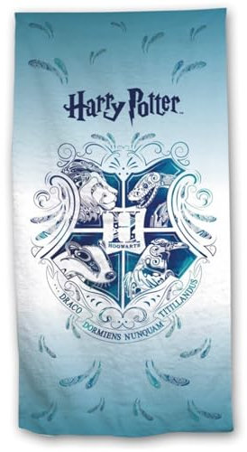 Aymax Harry Potter Strandtuch – XL Badetuch 70×140 cm mit Hogwarts-Wappen – Weiches Mikrofaser Badehandtuch aus Polyester – Für Kinder, Jugendliche & Fans der Zauberwelt