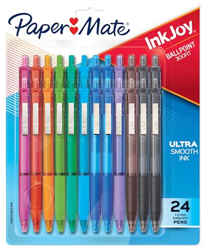 Paper Mate InkJoy 300RT Retractable Ballpoint Pens | Medium Point (1.0 mm) | Assorted Colours | 24 Count