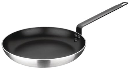 Nisbets Essentials Non-Stick Induction Aluminium Frying Pan, 28cm, 28 cm | Riveted cool-touch handle ensures safe, comfortable commercial use, while helper loop allows easy hanging storage.