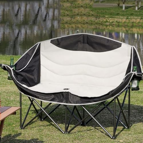Doppelter faltbarer Loveseat Campingstuhl für 2 Personen, robuste Unterstützung bis zu 300 kg, ideal für Outdoor-Sportarten und Rasenaktivitäten