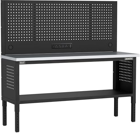 Sealey Superline PRO® Modular Workbench with Pegboard Back Panel Stainless Steel Worktop Adjustable Height 1830mm - APMWB72COMBOSS
