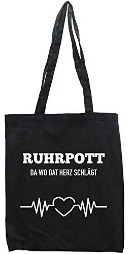 WB wohn trends Tasche Ruhrpott da wo dat Herz schlägt, Druckfarbe: ROSA, Einkaufs-Beutel schwarz