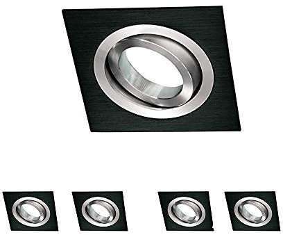 Wonderlamp Clasic W-E0 Foco empotrable cuadrado, Negro, 5 UNIDADES