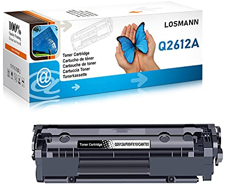 LOSMANN 1x Toner Kompatibel für Q2612A 12A FX9 FX10 CAN703 für HP Laserjet 1010 1012 1015 1018 1020 1022 1022N 1022NW 3015 3015AIO 3020 3020AIO 3030 3030AIO 3050 3050Z 3052 3055 M1005MFP M1319FMFP