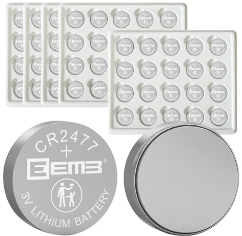 EEMB 100 PACK CR2477 Battery 3V Lithium Battery Button Coin Cell Batteries 2477 Battery DL2477, ECR2477 for Electronic Candle, Light, Remote Control, Key Fob, Alarm, Contact Sensor, Smart Devices