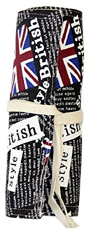 Rollmäppchen für Buntstifte – England 36 Federmäppchen Stifterolle Mäppchen Federmäppchen zum rollen – Schlamperrolle Pinselrolle aus Canvas und Baumwolle – Ideal für Reisen, Schule, Büro, Kunst
