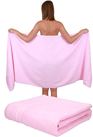 Betz 2 Stück Saunatücher Saunatuch Saunahandtuch Set Palermo 100% Baumwolle Frottier XXL Badetuch Strandtuch Größe 80 x 200 cm Farbe rosé
