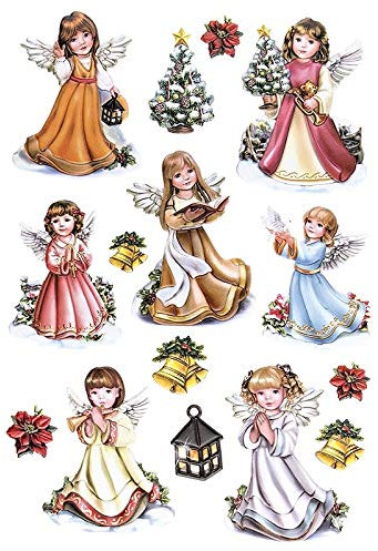 Ideen mit Herz Stickerbogen 3-D Relief-Sticker | Aufkleber | Hochwertig geprägt mit 3-D-Effekt | Din A4 Bogen mit verschiedenen Motiven (Weihnachtsengelchen 2)