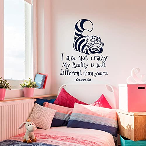 Wandtattoo Schlafzimmer Alice Im Wunderland-Zitat-Grinsekatze Bin Ich Nicht Verrückter Märchen-Aufkleber Für Kinderzimmerkinderschlafzimmer wandaufkleber 3d Wandaufkleber Schlafzimmer