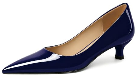 EDEFS Kitten Heels Pumps Damen Mittlerer Absatz 4cm EU35-45 | Kitten Heels Slip On Pointed Zehe Pumps Damen Elegant High Heels Sexy Leder für Mode Party Hochzeit