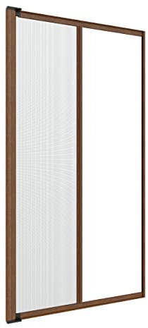 Zanzanet Zanzariera laterale orizzontale su misura porta finestra scorrevole avvolgibile rullo a molla frizione cassonetto 50mm antivento personalizzabile colori e reti Made in Italy Noce Medio