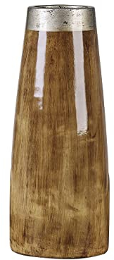 Moderne Vase aus Terrakotte 50 cm in dunklem Holzfarbton Cyrene Natur