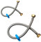 Lot de 2 tuyaux flexibles tressés en acier inoxydable pour WC/robinetterie 1/2 x 1/2 BSP 50 cm de long