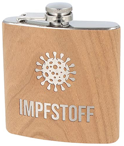 Spruchreif PREMIUM QUALITÄT 100% EMOTIONAL · Flachmann mit Gravur · Flachmann Impfstoff · lustige Geschenkidee für Frauen und Männer · Edelstahl Flachmann · Schluckimpfung · Flachmann aus Holz