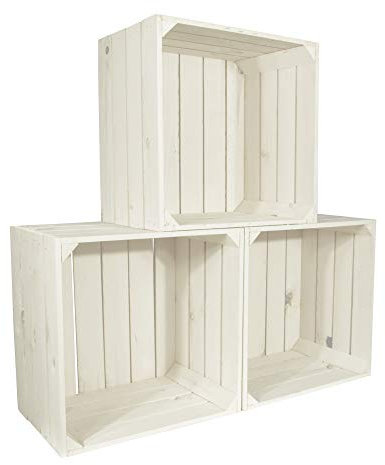 CHICCIE 3 Set Weinregal Wino aus Holz - Weiß Holzkiste