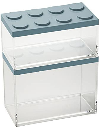 OMADA Design Set 2 contenitori mattoncino per alimenti con coperchio impilabile e recipiente trasparente di alta qualità - Linea Brickstore