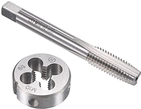 sourcing map Jeu de Tarauds et Filières Métriques M10 x 1,5 mm, Taraud à Filetage Machine avec Filière de Filetage Ronde, pour la Réparation de Filetage de Boulon à Écrou