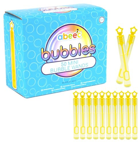 abeec Mini Baguettes à Bulles | Lot de 50 Baguettes Miniatures 5 ML | Remplissage de Sacs de Fête pour Enfants | Bulles pour Les Enfants de 5 Ans et Plus | Idéal pour Anniversaires, Mariages
