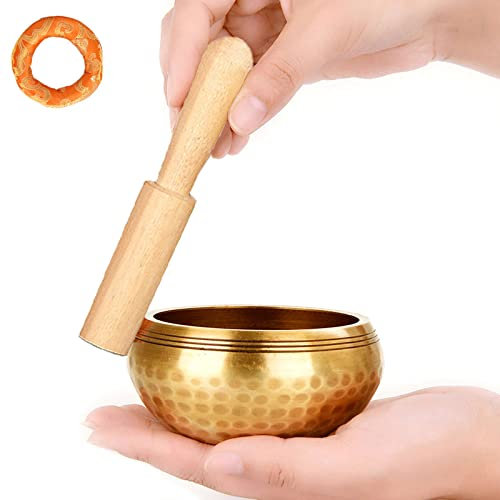quwewn Tibetisches Klangschalen-Set, Klangschalen Für Yoga Und Meditation, Handgefertigte Meditations-Klangschalen In Nepal,9.5cm