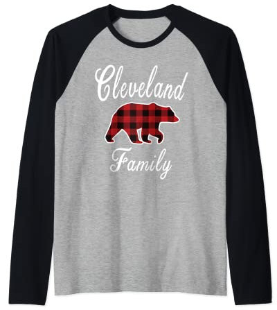 CLEVELAND Family Bear Red Plaid Weihnachtspyjama Geschenk Raglan