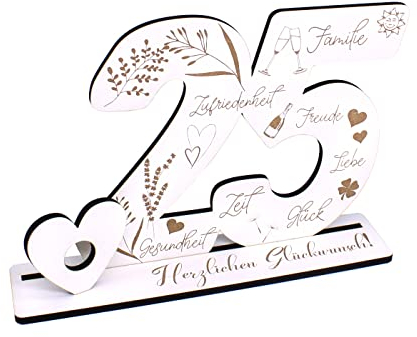 Deko Aufsteller 25 Jahre Geburtstag Silberhochzeit Geldgeschenk Jubiläum Tischdeko zum verschenken für Geld Gutschein Karte