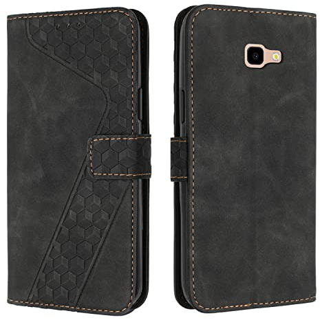 OKZone Kompatibel mit Samsung Galaxy J4 Plus 2018 Hülle, Handyhülle Samsung J4 Plus 2018, PU Leder Tasche Wallet Schutzhülle Flip Cover Klappbar Etui mit Magnet Kartenfach TPU Lederhülle (Schwarz)