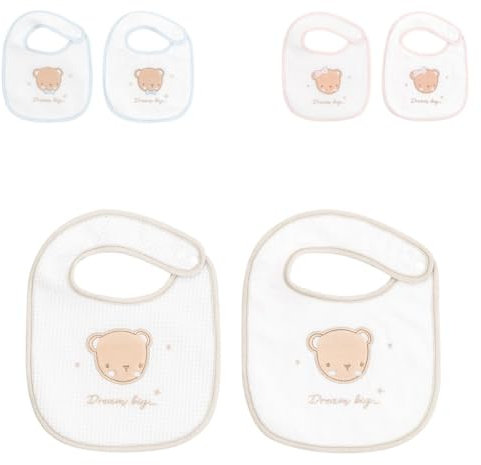 Kikkaboo Babylätzchen 2er Set Dream Frottee Waffelpique, Druckknopf, Baumwolle beige