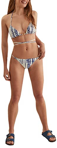 Women'secret Damen Top Triangel Batik Blau Bikini, Estampado Azul, 75B