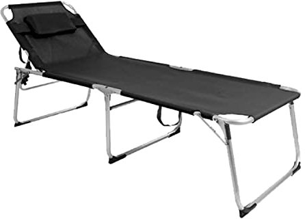Mojawo XXL Gartenliege Sonnenliege Relaxliege Liege Aluminium Sonnenliege mit Kissen gepolstert klappbar L200xB70xH45/95cm, Farben:Schwarz