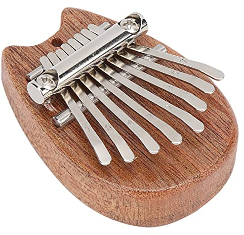 8-Ton Kalimba Mini Kalimba Massivholz Katze Ohr Form Finger Daumen Klavier mit Umhängeband für Kinder Erwachsene