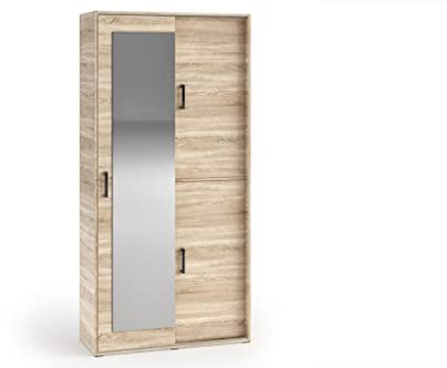 MargaretHadas24 Garderobenschrank Vanessa II 100 cm Garderobe Schrank Spiegel Schlafzimmer Jugendzimmer (Sonoma, 100cm)