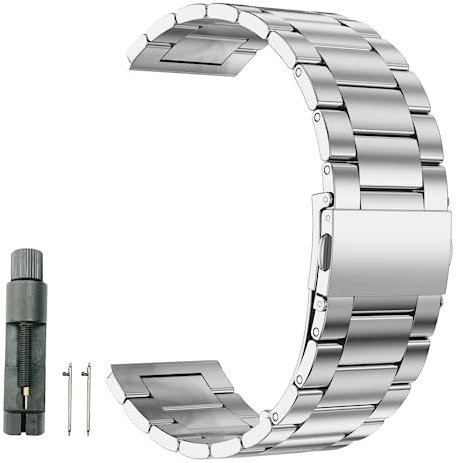 SZHELEJIAM Pulsera de Acero Inoxidable 22 mm- Universal para Relojes Clásicos e Inteligentes,Incluye Regulador de Correa, Tornillo de Metal de Correa de Reloj de Liberación Rápida para Hombres