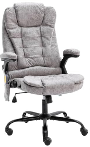 vidaXL Bürostuhl mit Massagefunktion Hellgrau Wildleder-Optik