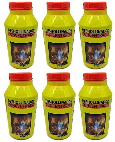 AC - Pack de 6 Deshollinadores concentrado - Apto para la Hoguera de hogar, estufas de leña y carbón, calderas gas-oil - 1 bote para cada 200 kg de combustible