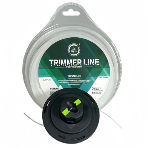 LADAMI Fadenkopf für Motorsense Zweizeiliges Schneiden M8x1,25 Rasentrimmerkopf Mähkopf mit 80 m 2,4 mm rasentrimmerfäden,Kompatibel mit M10*1,25 Rechtsgewinde-Rasentrimmer(M8 x 1,25mm)