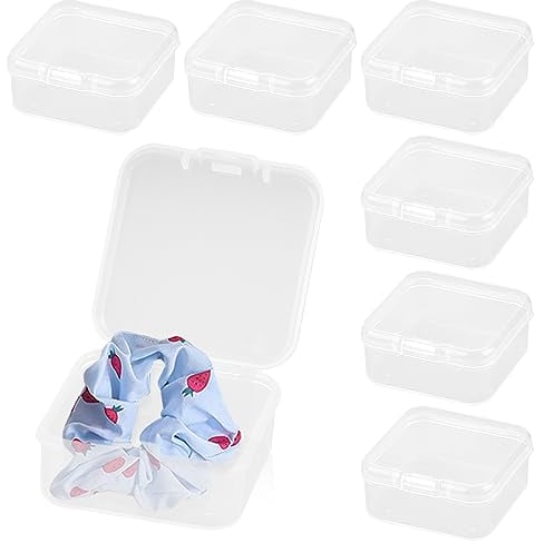Rumyve 6Pcs Clear Plastic Storage Boxes with Lids - Mini Rectangular Containers for Beads, Business Cards, Pills, and Small Items(4.5 * 4.5 * 2 cm)