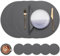Myir JUN Tischsets 6er Set, Tischsets Abwaschbar Platzsets Rund Ø 38cm Platzdeckchen Rund Doppelseitigen rutschfest Platzsets Kunstleder Leder Tischset Lederoptik (Grau, 6er Set)