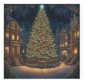 Christmas Tree Glass Hot Pot Stand - Magical Festive Xmas Gift Trivet - Kitchen Chopping/Cutting Board Worktop Protector with Non-Slip Feet 20cm x 20cm (8 x 8)