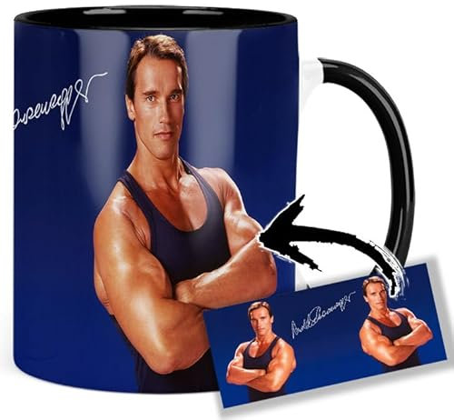 Arnold Schwarzenegger Tasse Innen & Henkel Schwarz Keramikbecher Mug