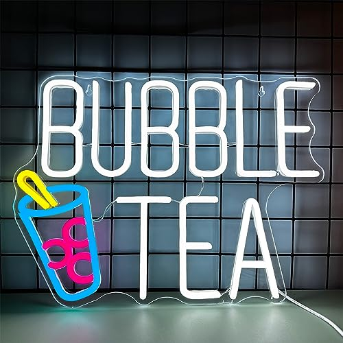 FINOTI Bubble Tea Neon Sign Coffee Milk Tea Cup Neon Lights Cold Milk Tea Led Neon Sign Coffee Shop Milk Tea Shop Cold Drink Shop Restaurant Bar Home Wall Decor Usb With Switch