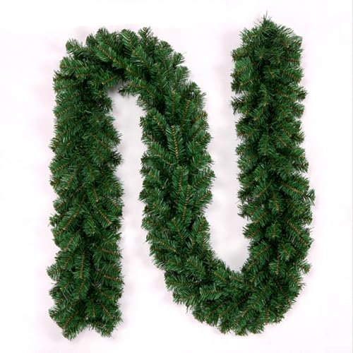 Ghirlanda di Natale artificiale in PVC, per scale, camini, porte, decorazioni natalizie per casa e giardino (300 teste)