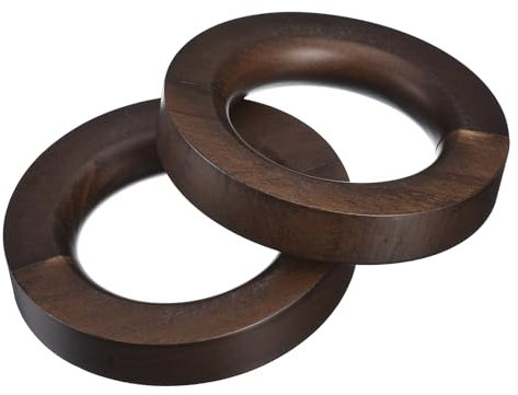 QUARKZMAN 2 Stück Holzringe, 4 Zoll Holzkreise Rundring-Kleiderbügel Schrankkreis-Organizer Halter für Schals, Hosen, Gürtel und Krawatten, Braun