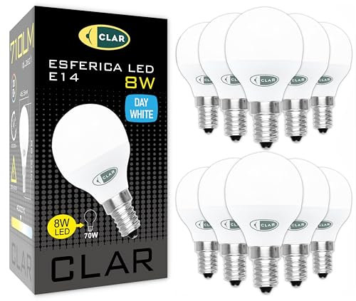 CLAR E14 LED Glühbirne, 8W Leuchtmittel, 4000K Lampe, 60W Äquivalent (10er Pack)