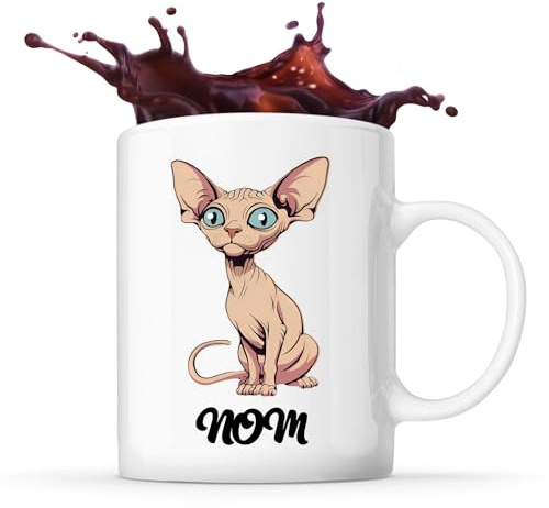 Planetee Tasse chat cartoon personnalisable - Mug Cadeau Personnalisé Homme Femme Original pour Propriétaire de Chaton (sphynx)