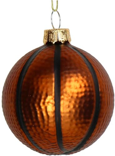 HD Collection Christbaumschmuck Glas 7cm - Basketball Figur handbemalt zum Aufhängen - Weihnachtsbaum Anhänger für Weihnachten - Christbaumanhänger & Weihnachtsbaumschmuck - Streetball Ball Orange