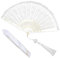 Raheem White Lace Folding Fan with Silk Storage Bag Vintage Handheld Fan for Weddings, Parties & Special Occasions Lightweight and Elegant Hand Fan for Women