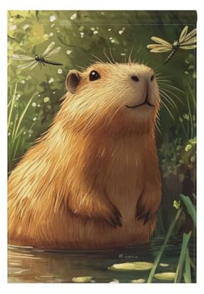 Cartoon Capybara A River Peace Flaggen für draußen draußen Frohe Weihnachten Banner für Gartendekoration, 71 x 101 cm, doppelseitig